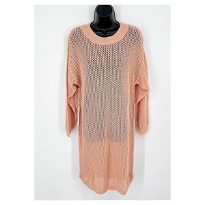 Callahan Revolve Knit Dress NEW Womens Sz M Orange Long Sleeve Open Weave Cotton